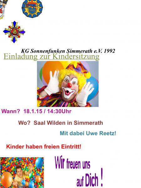 Kindersitzung am 18.01.2015!