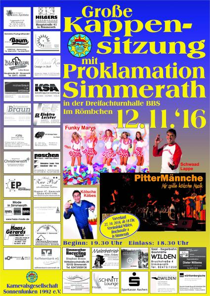 Große Kappensitzung mit Prinzenproklamation